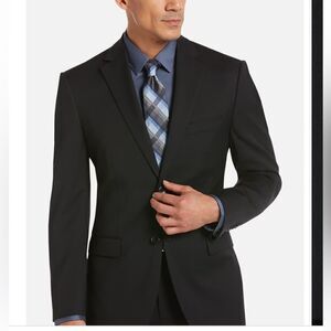 KENNETH COLE 2 Piece Suit Mens Jacket 42L Pants 36Wx31L Wool Solid Charcoal C36